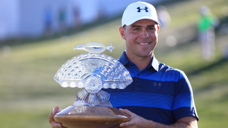 Gary Woodland with the Phoenix Open trophy 